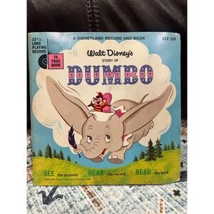 VTG Walt Disney's‎ Story Of Dumbo Read Along Book W 33 1/3RPM Record 1968 TESTED